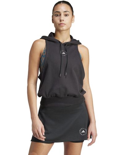 adidas By Stella McCartney Sportswear Sleeveless Hoodie In3676 - Black