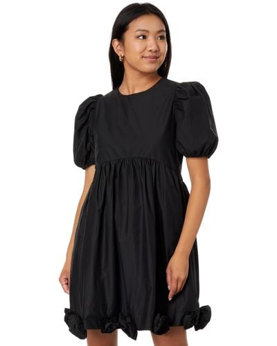 English Factory Poplin Corsage Mini Dress - Black