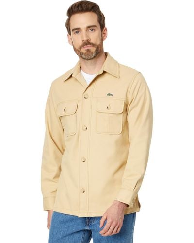 Lacoste Long Sleeve Overshirt Fit Button-down Shirt W/ Two Front Pockets - Natural