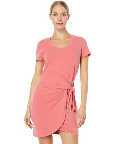 Sundry Knotted T-shirt Dress - Pink