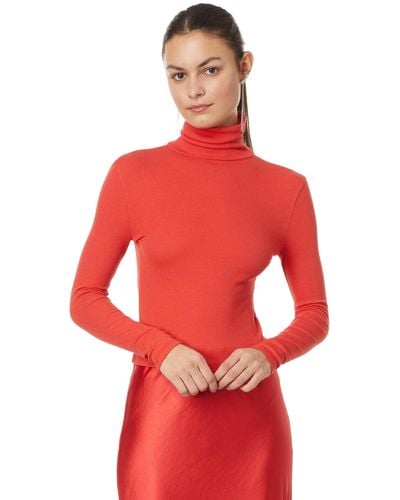 Madewell Cropped Turtleneck Top In Contrasting Stripe - Red