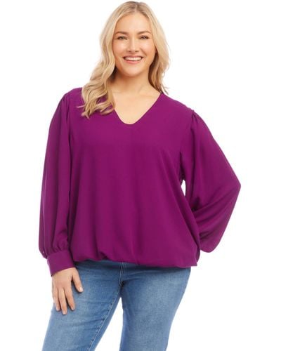 Karen Kane Puff Sleeve Top - Purple