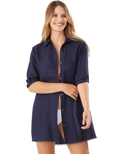 Tommy Bahama St. Lucia Boyfriend Shirt Cover-up - Blue