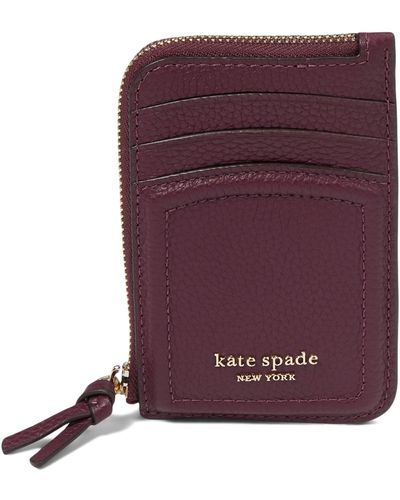 Kate Spade Knott Pebbled Leather Zip Card Holder - Purple