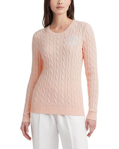 Lauren by Ralph Lauren Cable-knit Cotton Sweater - Pink