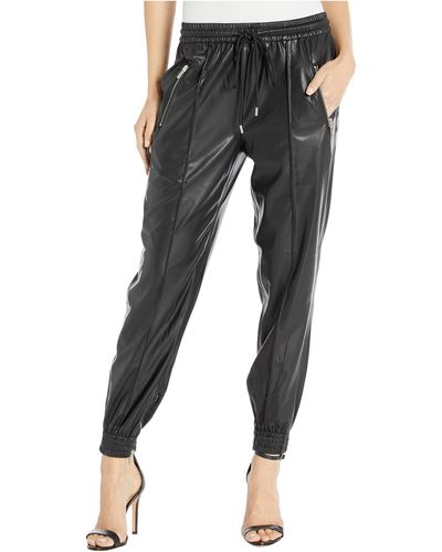 Blank NYC Faux Leather Drawstring Jogger W/ Zipper Pockets In Running Wild - Black