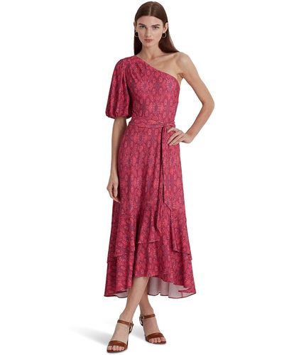 Lauren by Ralph Lauren Geo-print Jersey One-shoulder Dress - Red