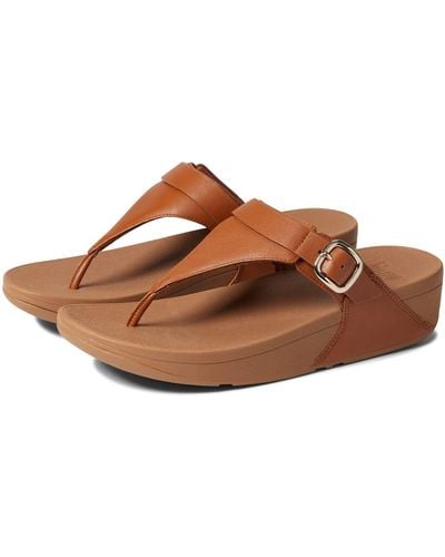 Fitflop Lulu Adjustable Leather Toe Post Sandals - Brown