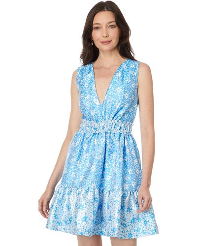 Lilly Pulitzer Fabiana V-neck Jacquard Dress - Blue