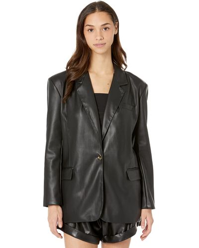 Blank NYC Leather Oversized Blazer - Black
