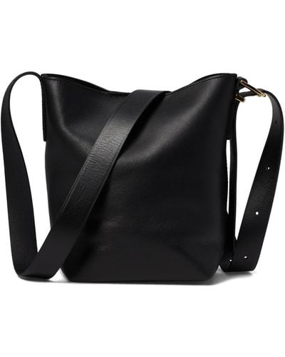 Madewell The Essential Mini Bucket Tote In Leather - Black