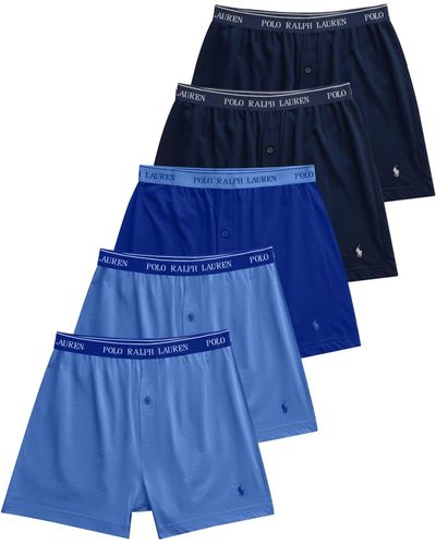 Polo Ralph Lauren Classic Fit Cotton Knit Boxer 5 Pack - Blue