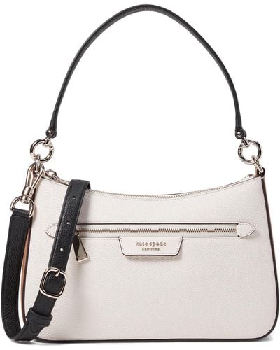 Kate Spade Hudson Colorblocked Pebbled Leather Convertible Crossbody - White