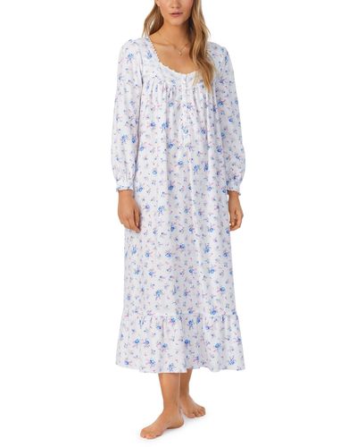 Eileen West Cotton Rayon Flannel Long Sleeve Ballet Gown - Blue