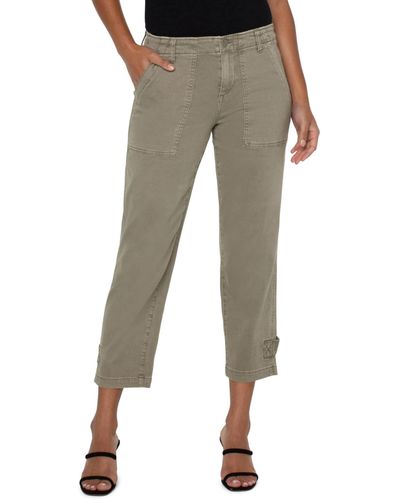LIVERPOOL Womens Gray Zippered Pocketed Slim Check Cropped Pants