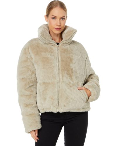 Apparis Billie Zip Front Short Faux Fur Coat - Natural