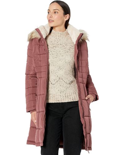 Calvin Klein Walker Puffer With Chest Zip And Faux Fur Trim - Red