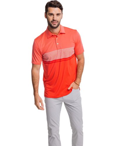 Southern Tide Driver Wildwood Stripe Polo - Red