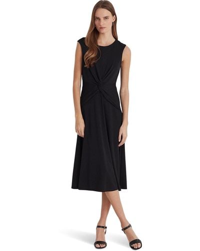 Lauren by Ralph Lauren Twist Front Jersey Dress - Black