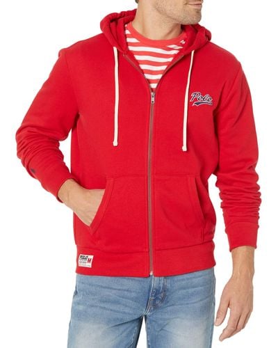 Polo Ralph Lauren Stacked-logo Fleece Full Zip Hoodie - Red