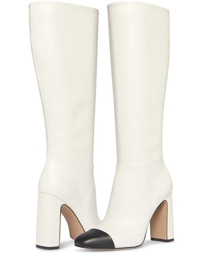 Steve Madden Ally Wide-calf Cap-toe Knee High Block-heel Dress Boots - White