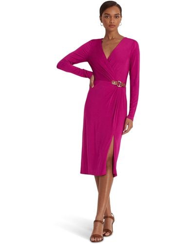 Lauren by Ralph Lauren Buckle-trim Jersey Cocktail Dress - Pink
