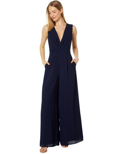 Vince Camuto Chiffon Twist Front Balloon Sleeve Jumpsuit - Blue