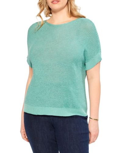 NIC+ZOE Nic+zoe Plus Size Easy Sleeve Summer Sweater - Green