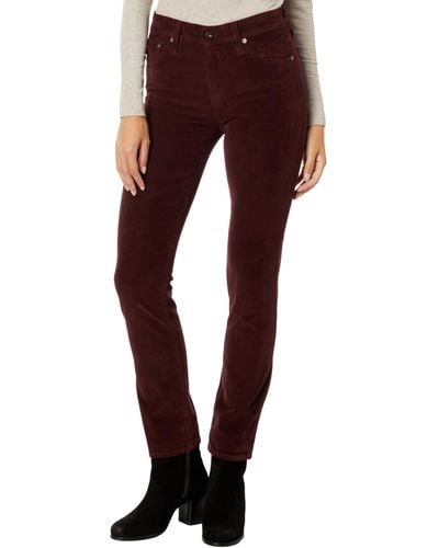 AG Jeans Mari High-waist Slim Straight Leg Jeans In 1 Year Hi-white Dark Plum - Purple