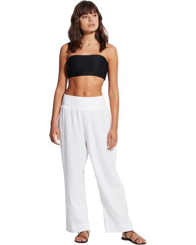 Seafolly Double Cloth Shirred Pants - White
