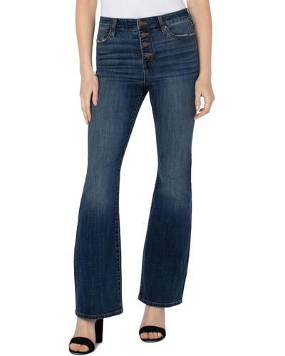 Liverpool Los Angeles Lucy High-rise Exposed Button Fly Bootcut Jeans 32 In Missoula - Blue