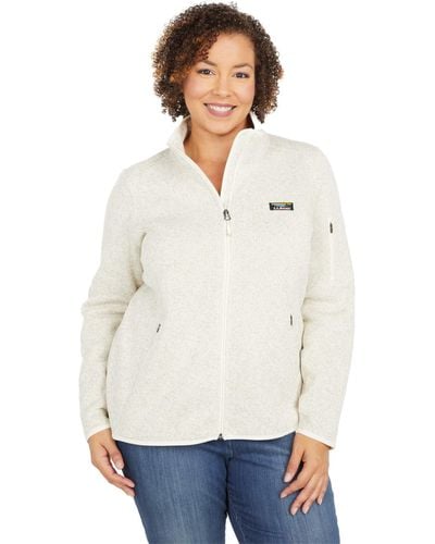 L.L. Bean Plus Size Sweater Fleece Full Zip Jacket - White