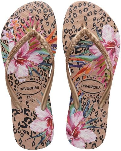 Havaianas Slim Animal Floral Flip Flop Sandal - Metallic