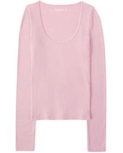 Abercrombie & Fitch Long Sleeve Balletic Scoop Top - Pink