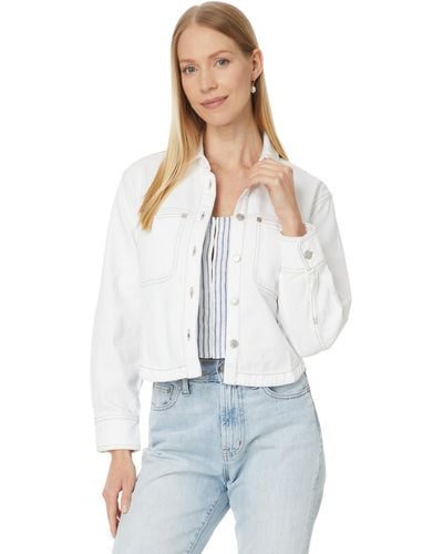 Madewell Denim Long-sleeve Crop Shirt In Tile White