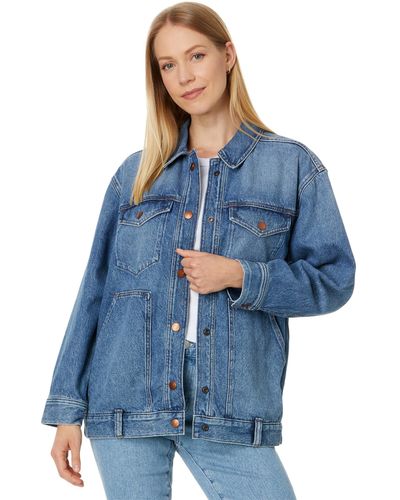 Madewell The Oversized Trucker Jean Jacket In Sentell Wash: Snap-front Edition - Blue