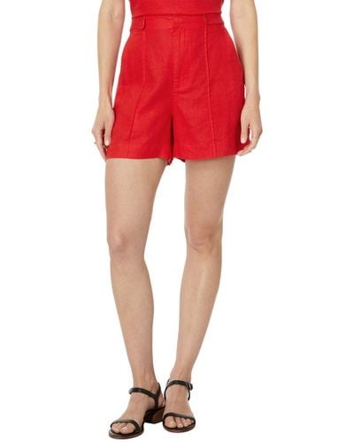 Madewell Clean Button-tab Shorts In Linen Canvas - Red