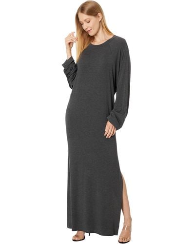 Norma Kamali Oversized Raglan Sleeve Side Slit Gown - Black