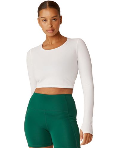 Beyond Yoga Performance Knit Resilient Cropped Pullover - White