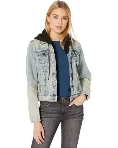 Blank NYC Denim Jacket With Hood In Casual Encounter - Blue