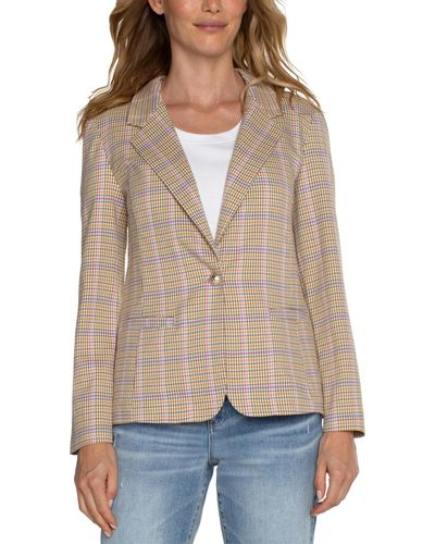 Liverpool Los Angeles Fitted Blazer Woven Yarn Dyed Check - Natural