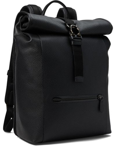 COACH Beck Roll Top Backpack In Pebble Leather - Black