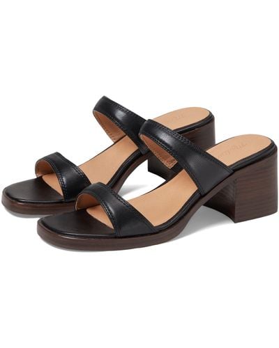 Madewell The Saige Double-strap Sandal In Leather - Black