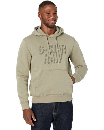 G-Star RAW Retro Shadow Logo Hooded Sweatshirt - Gray