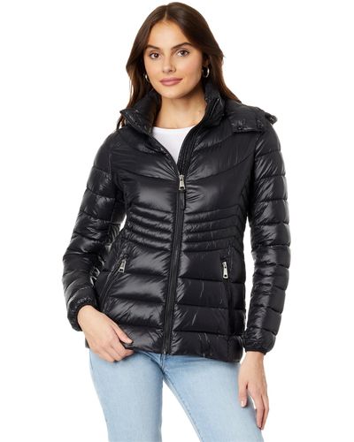 DKNY Short Hooded Packable Jacket - Black