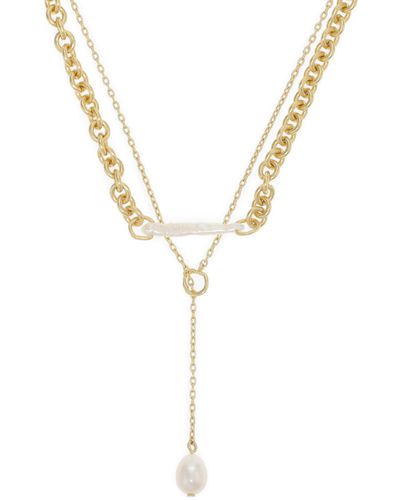 Madewell Two-pack Casted Pearl Necklace Set - Metallic