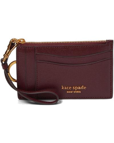 Kate Spade Morgan Saffiano Leather Coin Card Case Wristlet - Purple