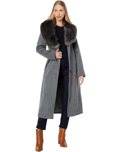 Vince Camuto Wool Coat W/ Faux Fur V20741-zu - Black