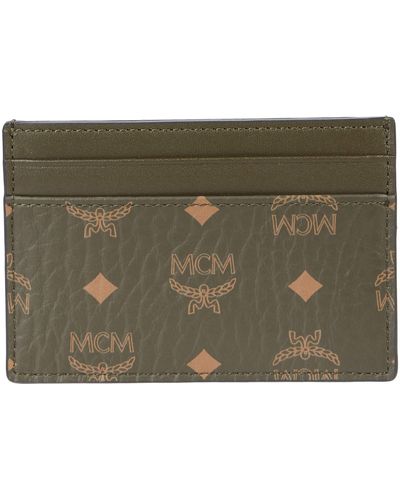 MCM Coated Canvas Card Holder - Green