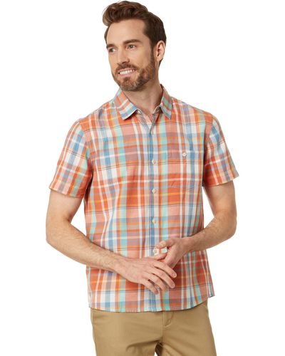 L.L. Bean Signature Summer Cotton Blend Short Sleeve Shirt Regular - Red